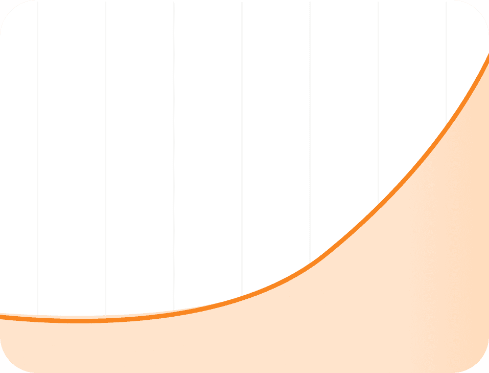 Illustration of an investment growing over time