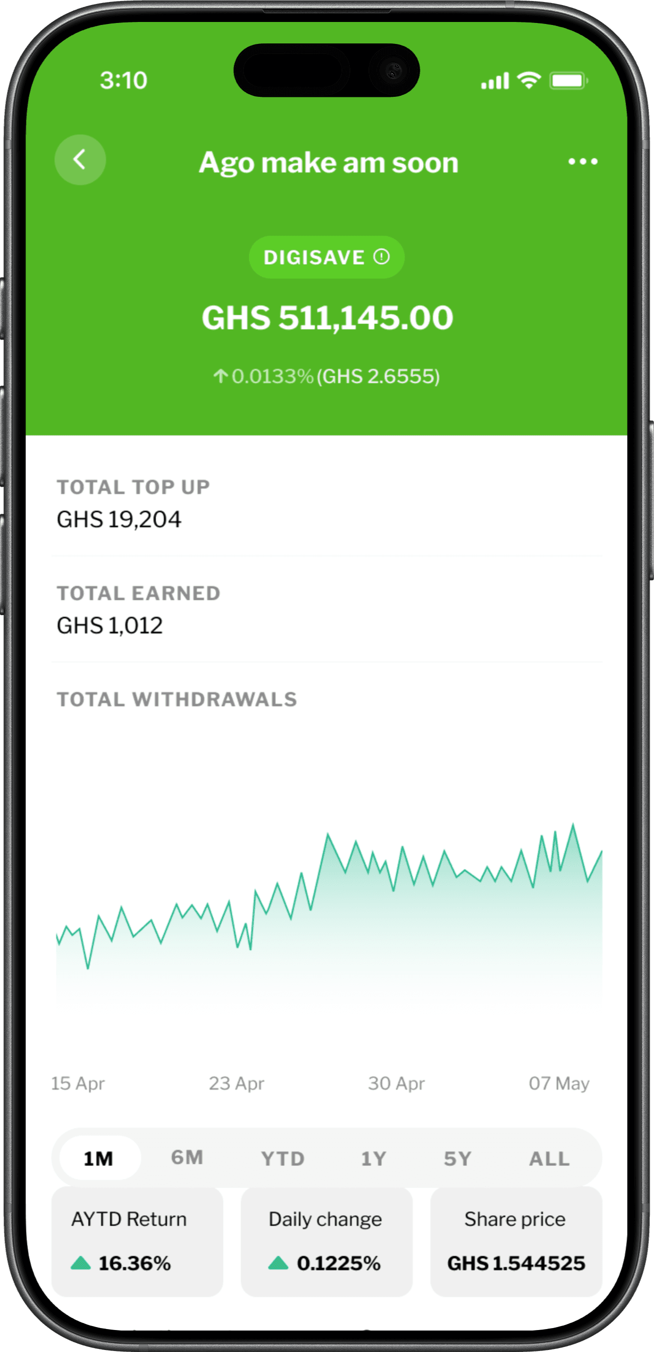 achieve flexible investment app screen